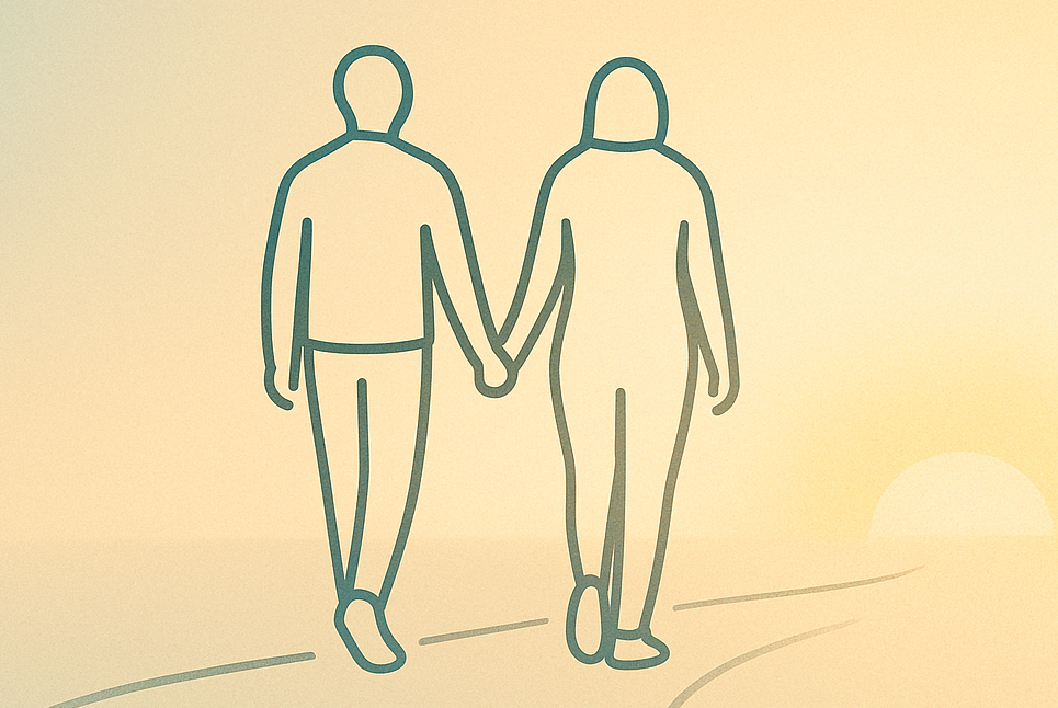 Mentor and student walking side by side, symbolising collaborative learning and strengths-based mentoring.